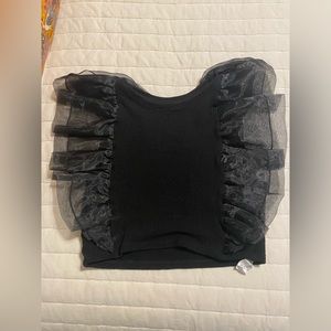 Zara Black Ruffle Crop Top